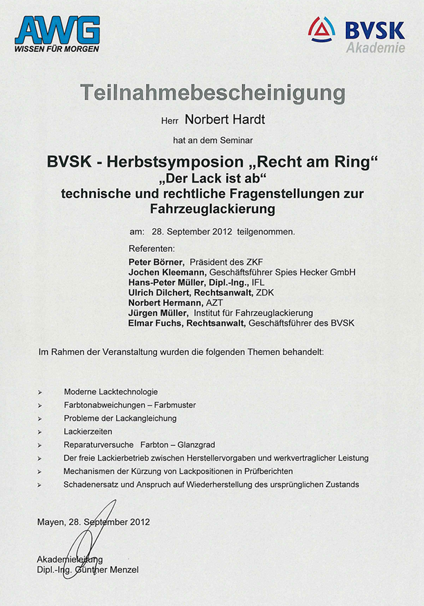 Zertifikat BCSK