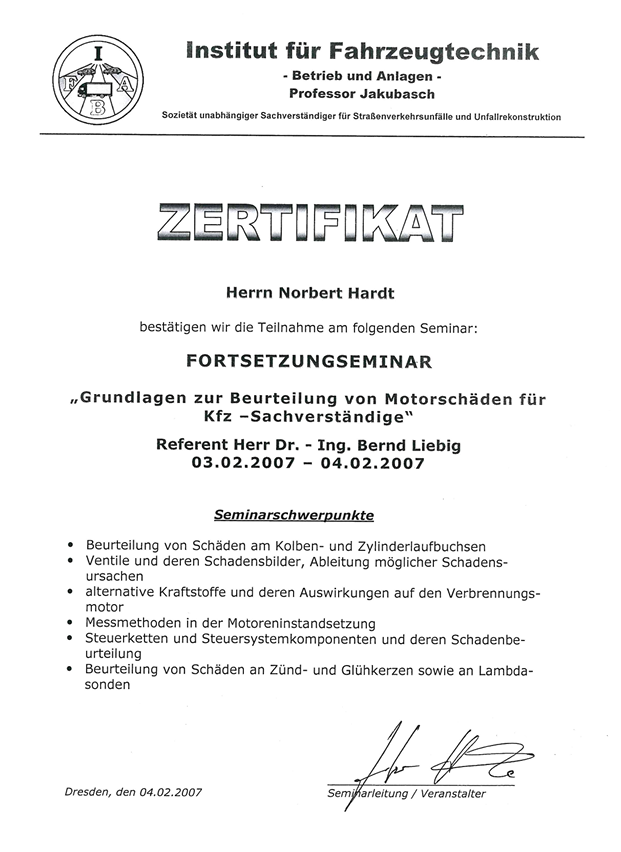 Zertifikat IFF