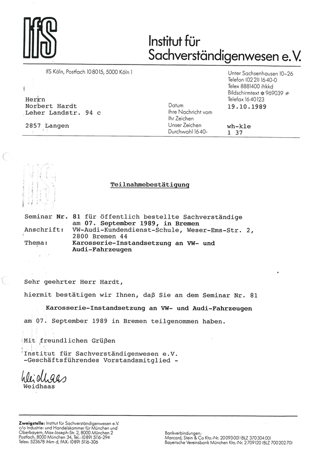 Zertifikat IFS