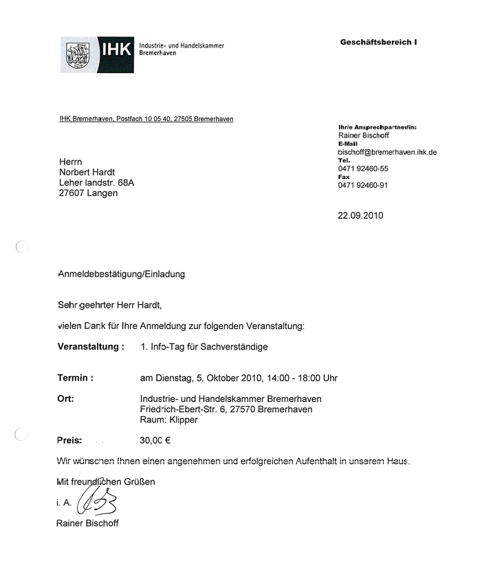 Zertifikat IHK